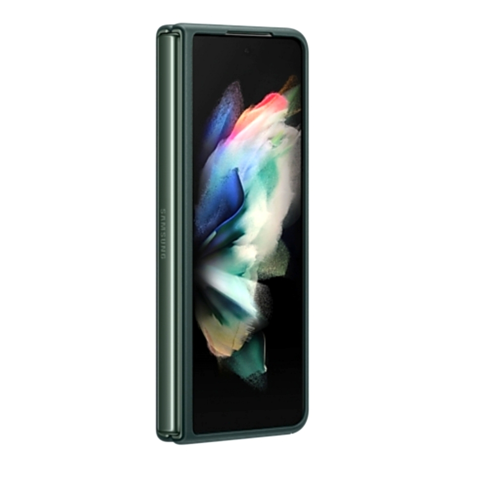 Samsung Z Fold3 5G Leather Cover, Green (Used)